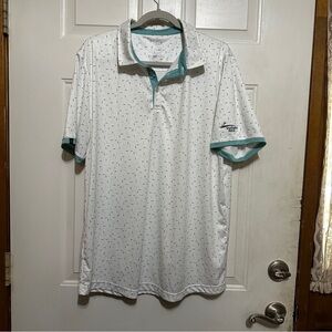 Swannies Polo Shirt Men's X-Large White Performance Golf Tee All Over Print‎